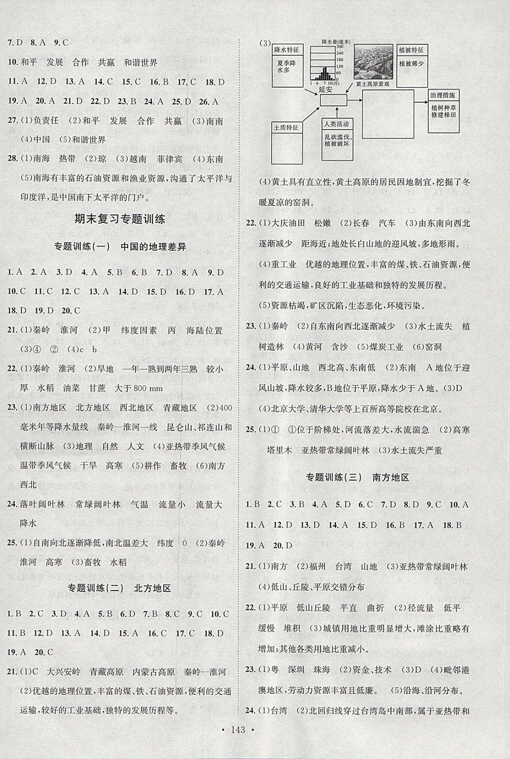 2018年思路教練同步課時作業(yè)八年級地理下冊人教版 參考答案第7頁