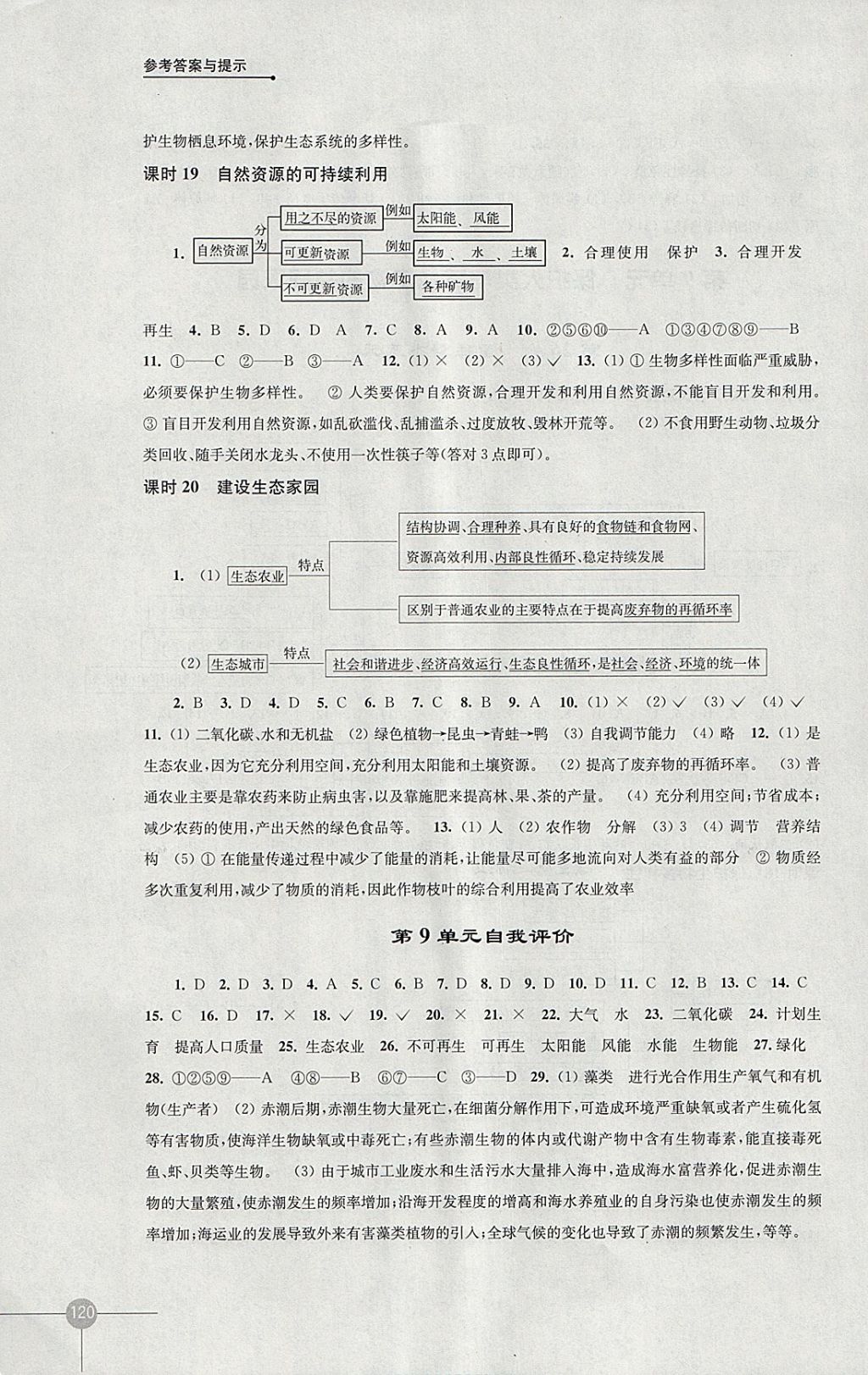 2018年课课练初中生物学八年级下册苏科版 参考答案第8页