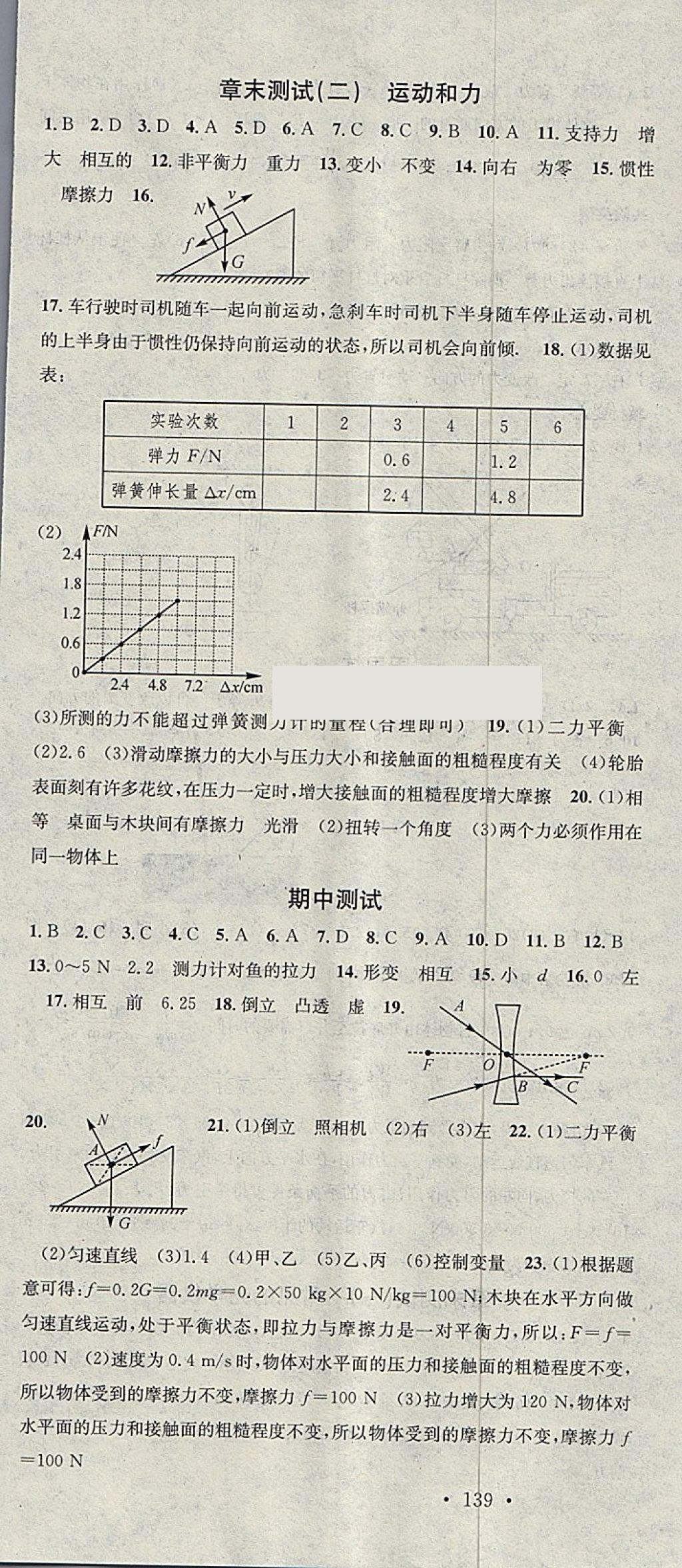 2018年名校課堂八年級(jí)物理下冊(cè)北師大版黑龍江教育出版社 參考答案第22頁