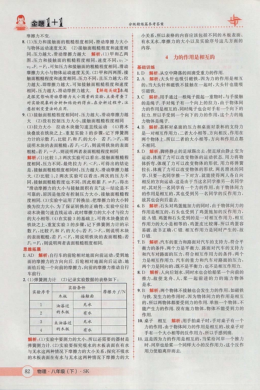 2018年金題1加1八年級(jí)物理下冊(cè)蘇科版 參考答案第16頁(yè)