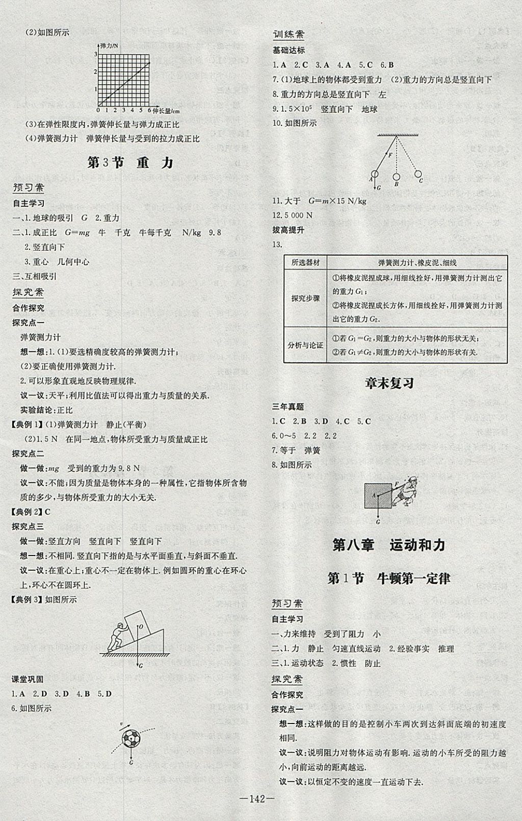 2018年初中同步學(xué)習(xí)導(dǎo)與練導(dǎo)學(xué)探究案八年級(jí)物理下冊(cè) 參考答案第2頁(yè)