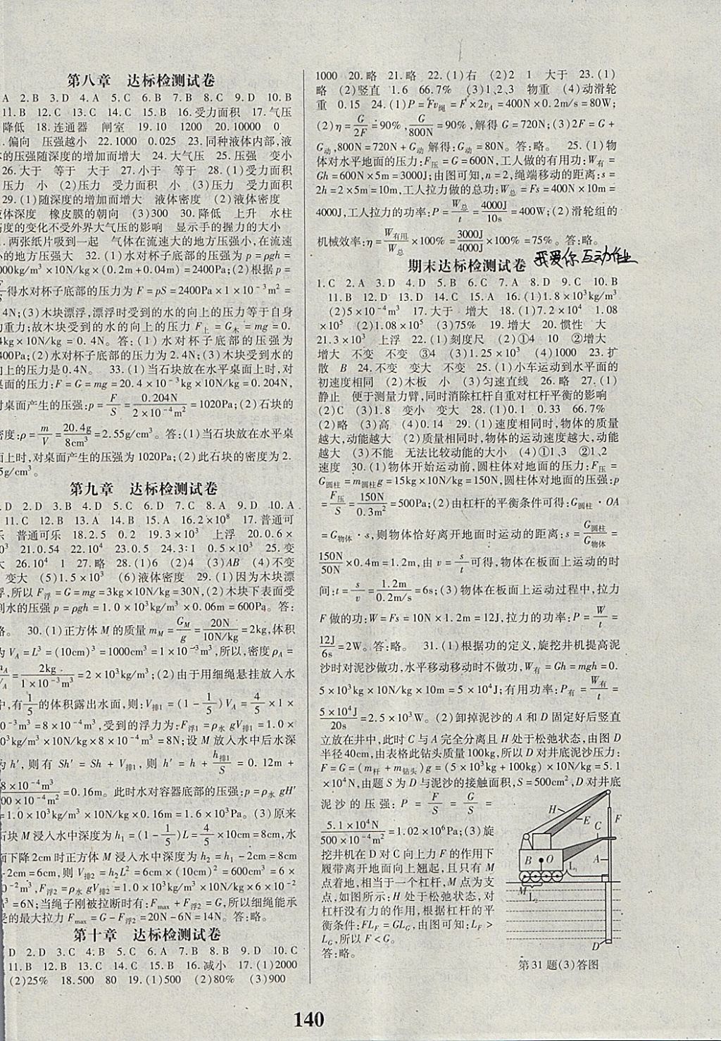 2018年課時方案新版新理念導學與測評八年級物理下冊蘇科版 參考答案第8頁