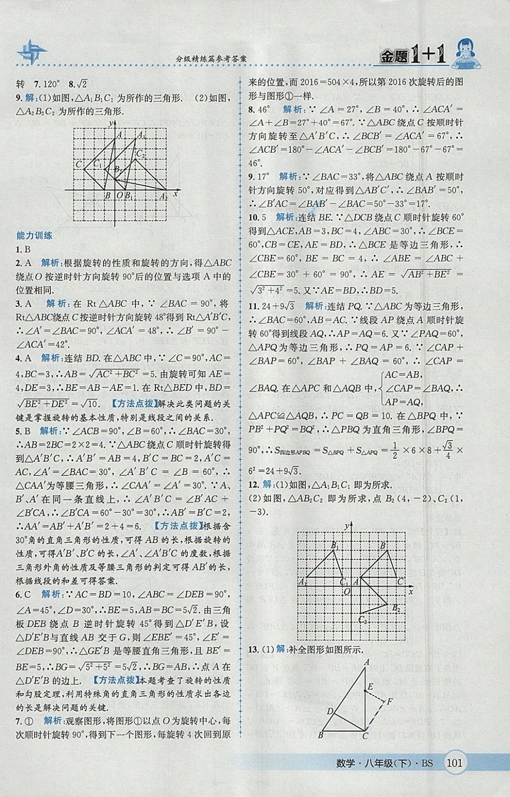 2018年金題1加1八年級數(shù)學(xué)下冊北師大版 參考答案第17頁