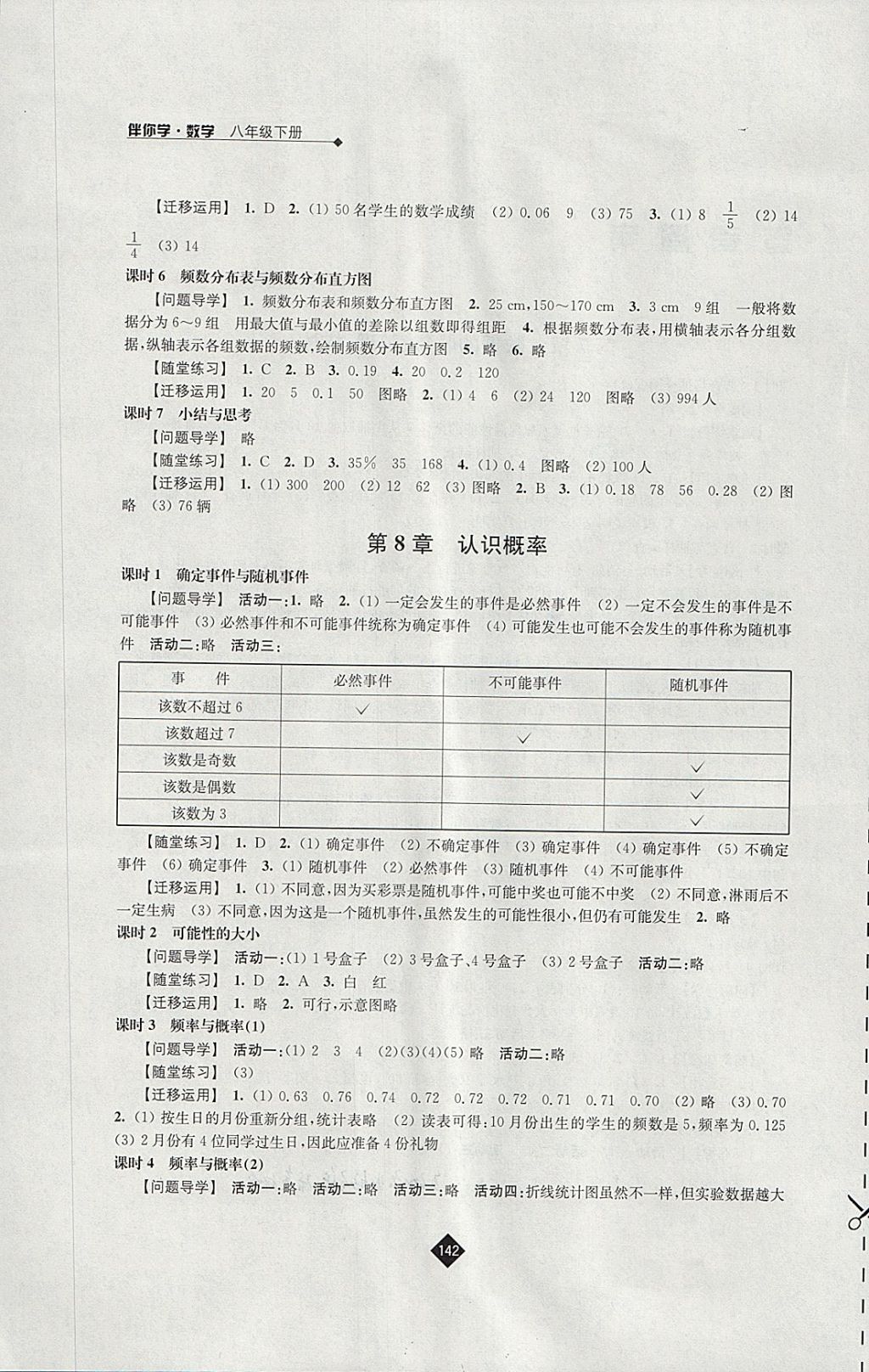 2018年伴你学八年级数学下册苏科版 参考答案第2页