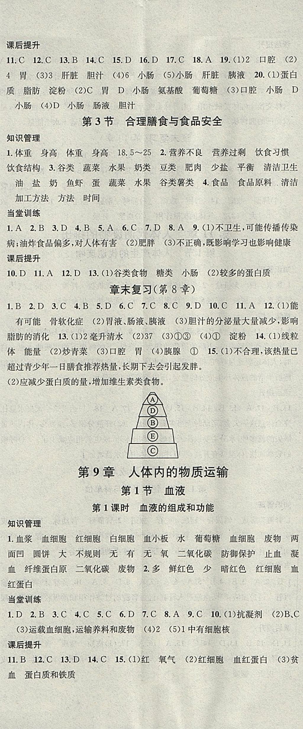 2018年名校課堂七年級(jí)生物下冊(cè)北師大版黑龍江教育出版社 參考答案第2頁