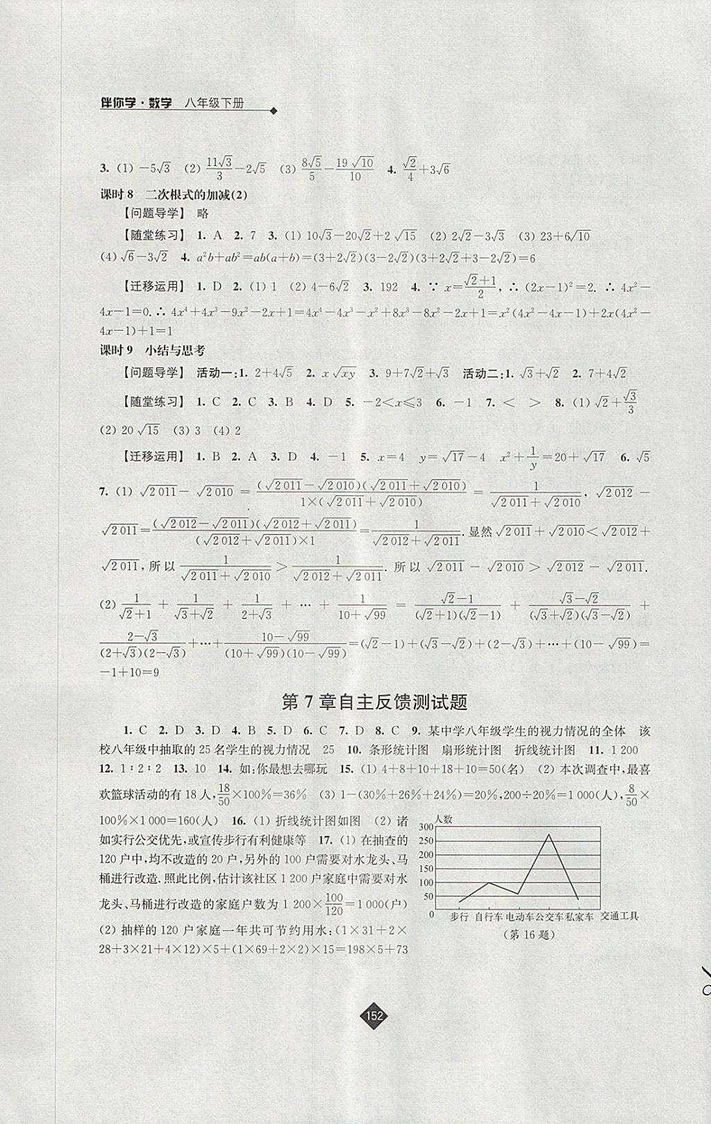 2018年伴你学八年级数学下册苏科版 参考答案第12页