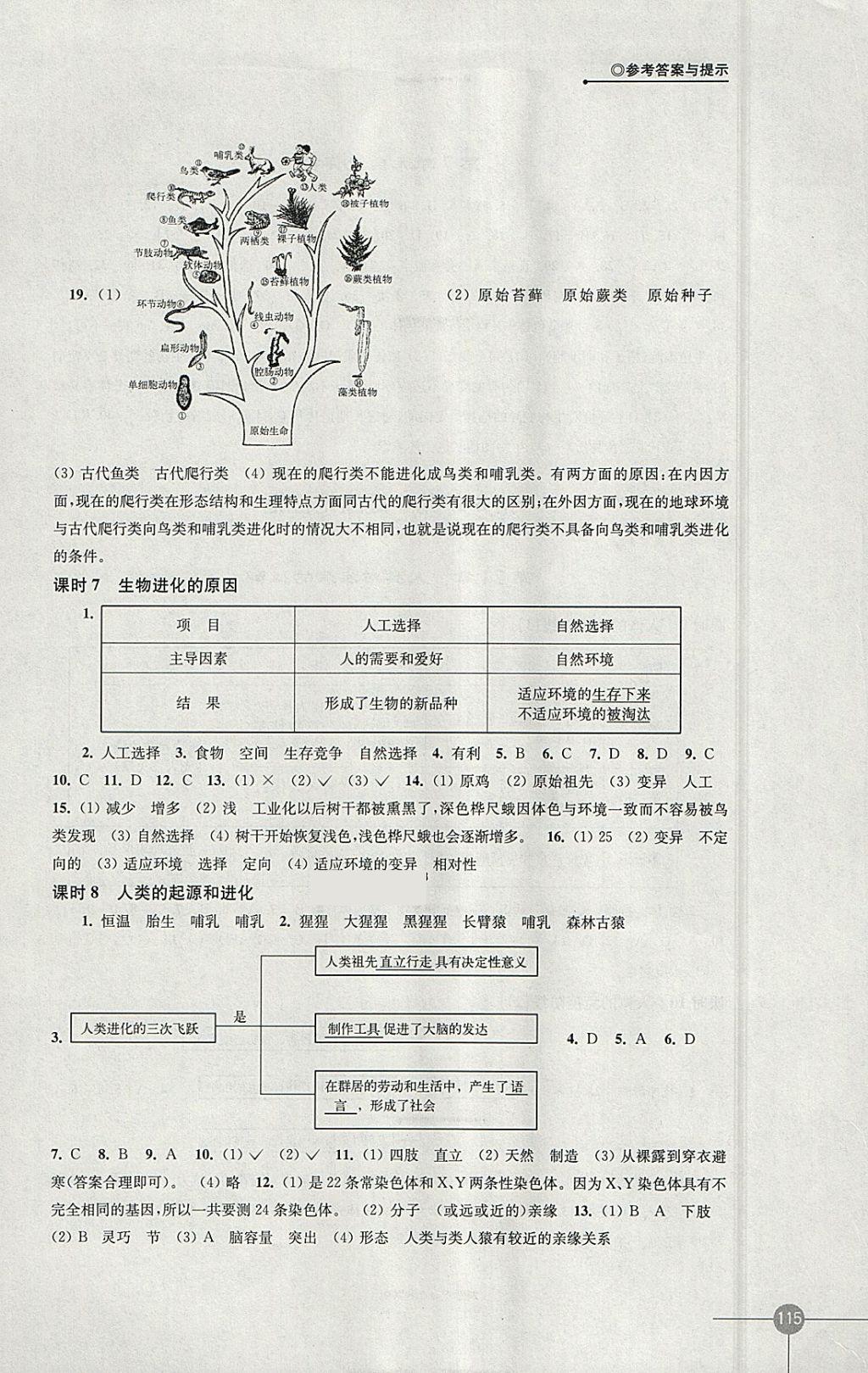 2018年课课练初中生物学八年级下册苏科版 参考答案第3页