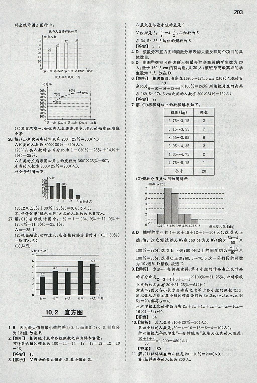 2018年一本初中數(shù)學(xué)七年級下冊人教版 參考答案第38頁