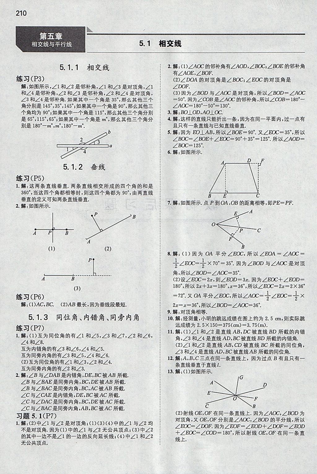 2018年一本初中數(shù)學(xué)七年級下冊人教版 參考答案第45頁