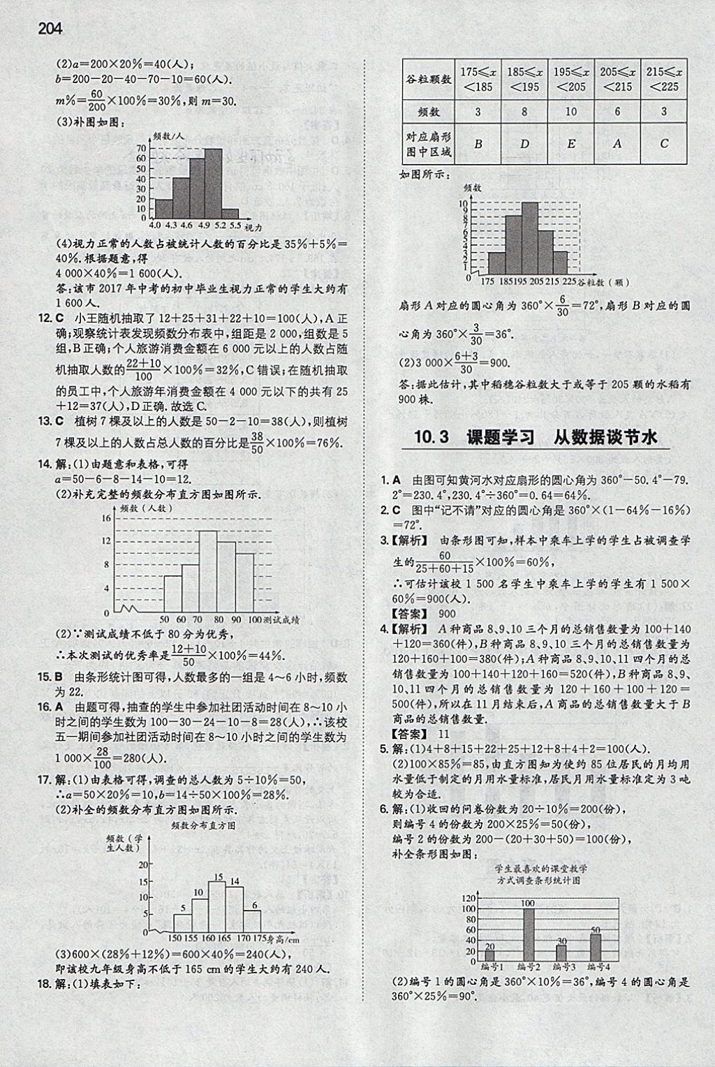 2018年一本初中數(shù)學(xué)七年級(jí)下冊(cè)人教版 參考答案第39頁(yè)