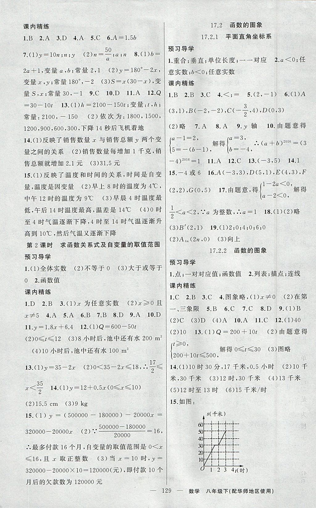 2018年黃岡金牌之路練闖考八年級數(shù)學(xué)下冊華師大版 參考答案第5頁