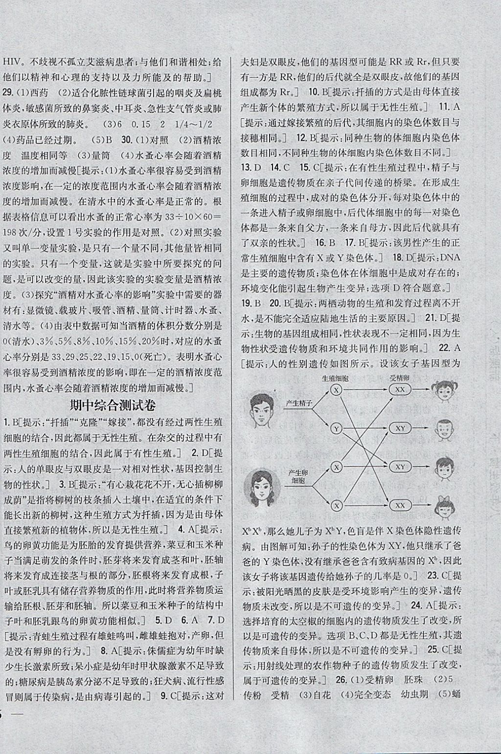 2018年全科王同步課時(shí)練習(xí)八年級(jí)生物下冊(cè)人教版 參考答案第28頁