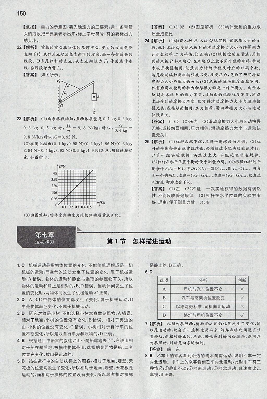 2018年一本初中物理八年级下册沪粤版 参考答案第9页