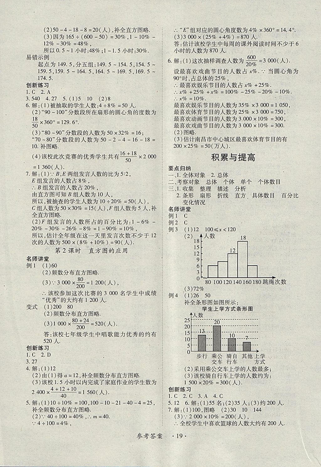 2018年一課一練創(chuàng)新練習(xí)七年級(jí)數(shù)學(xué)下冊(cè)人教版 參考答案第19頁(yè)