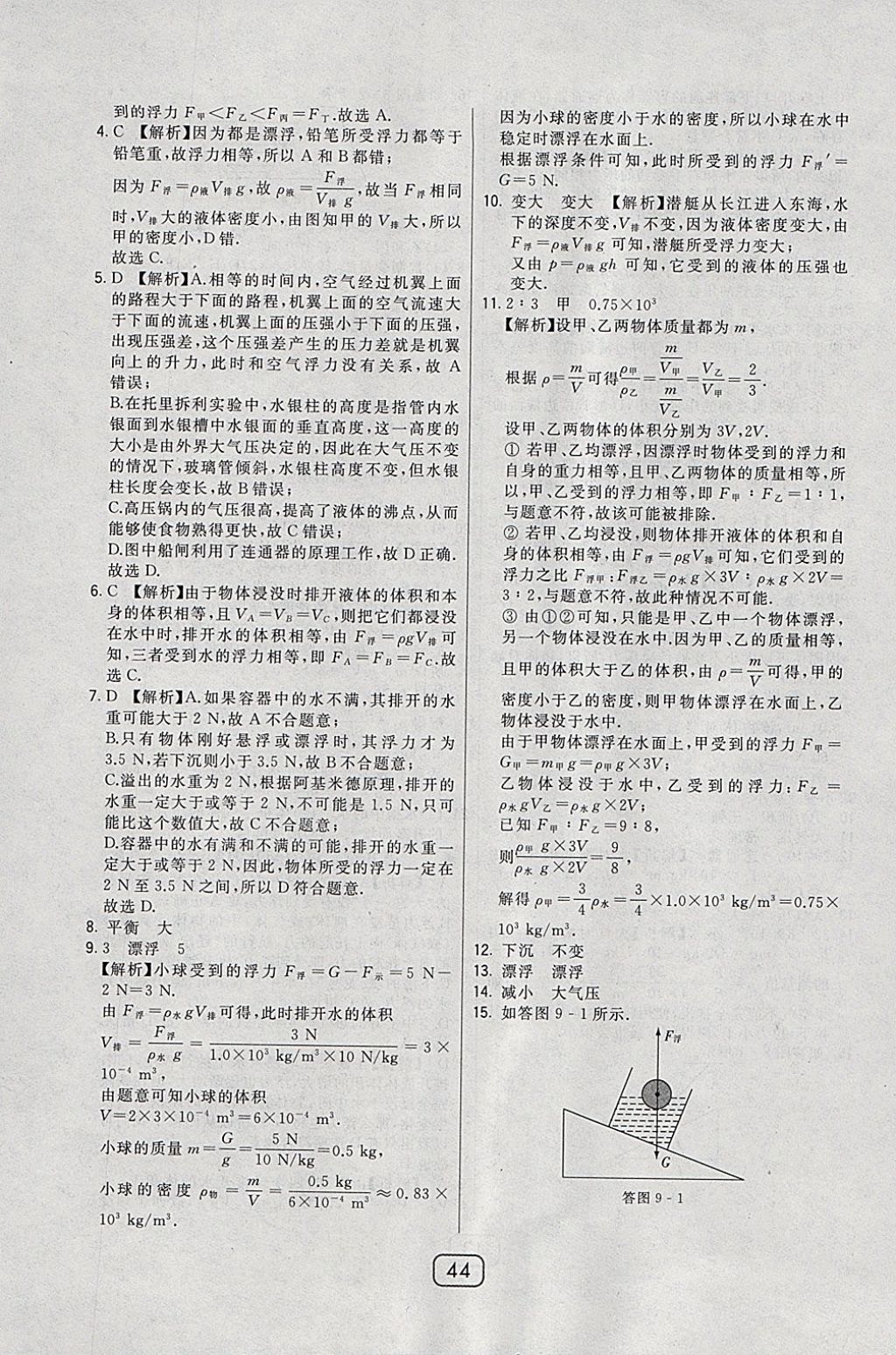 2018年北大綠卡八年級(jí)物理下冊(cè)滬粵版 參考答案第27頁(yè)