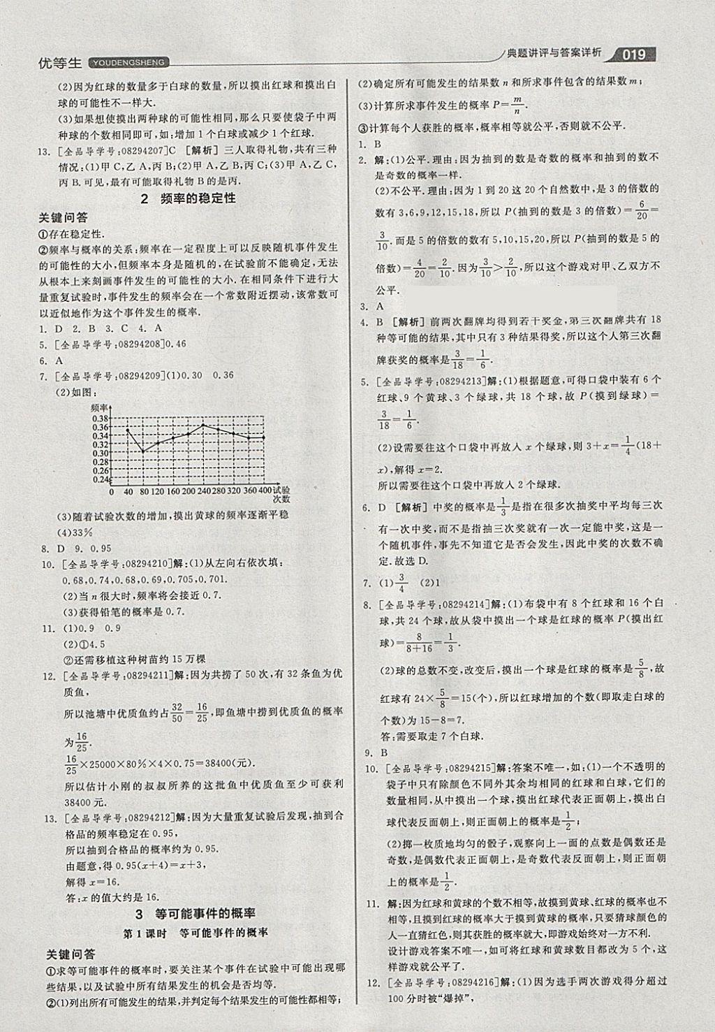 2018年全品优等生同步作业加思维特训七年级数学下册北师大版 参考答案第19页