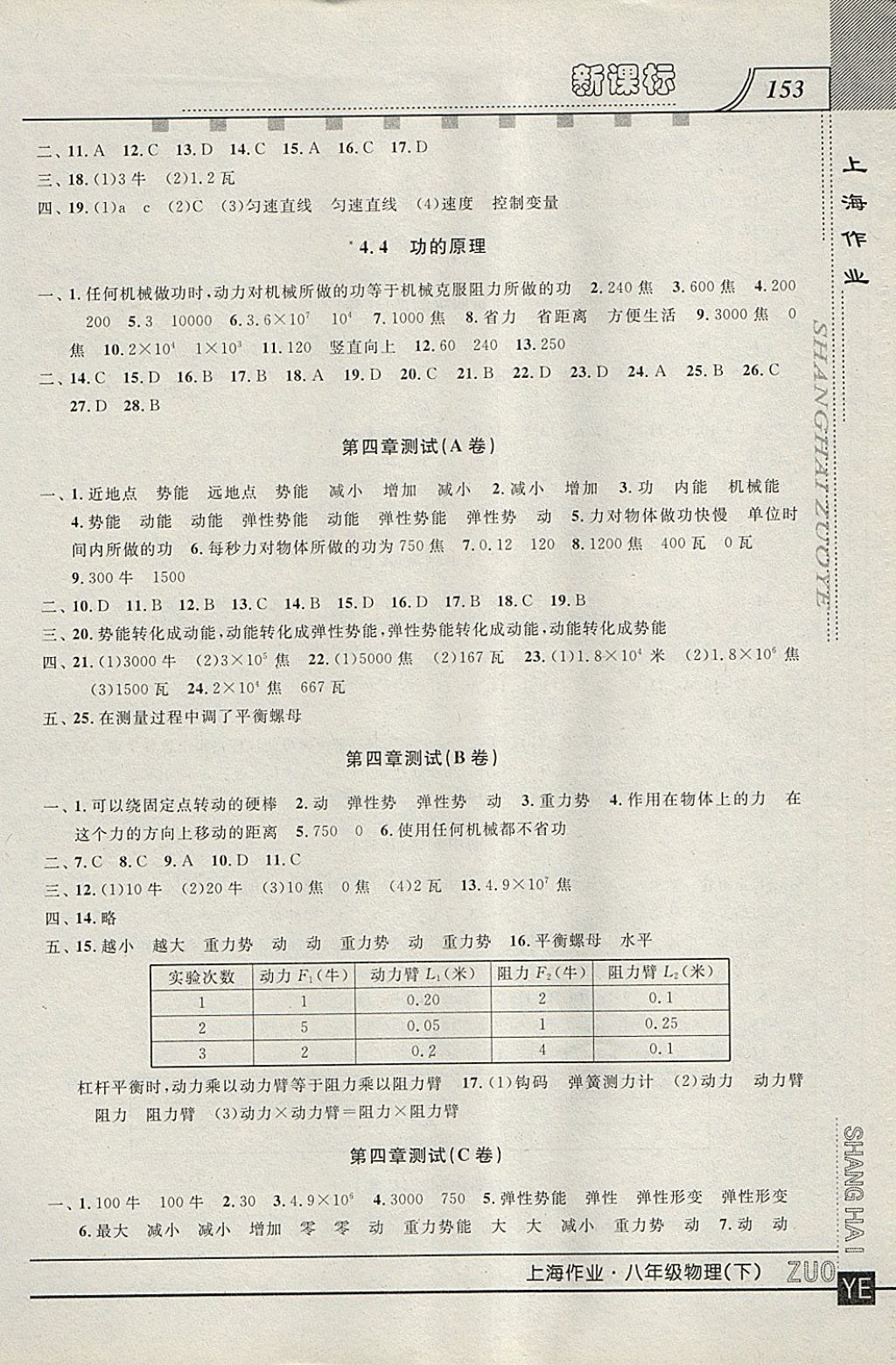 2018年上海作業(yè)八年級(jí)物理下冊(cè) 參考答案第3頁(yè)