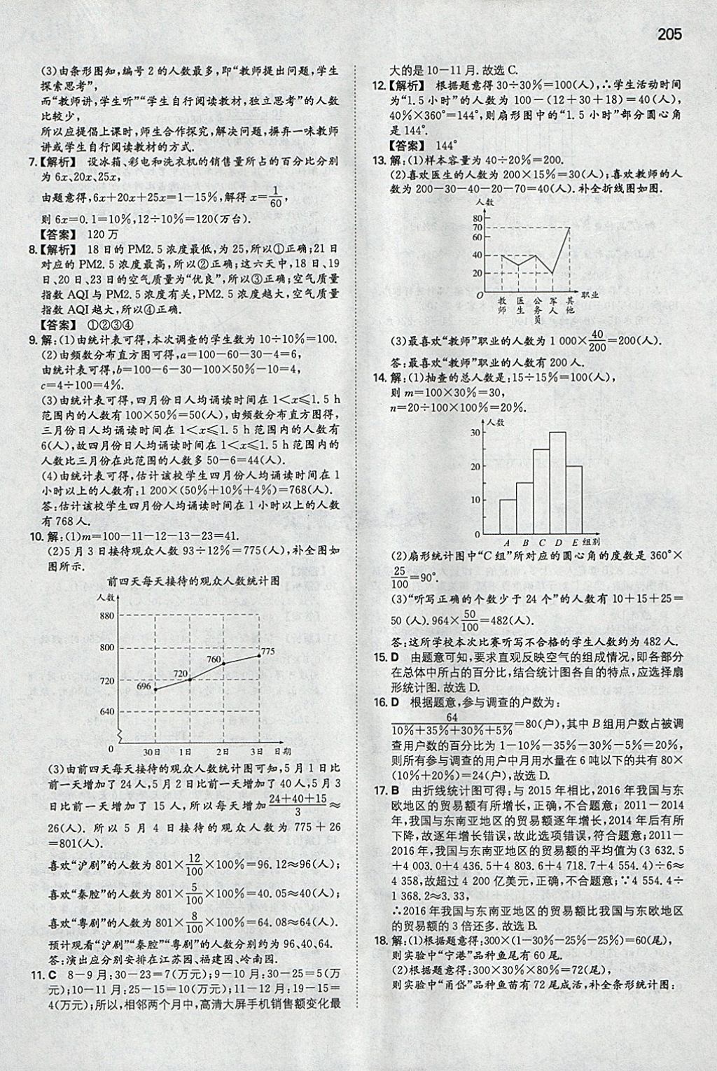 2018年一本初中數(shù)學(xué)七年級下冊人教版 參考答案第40頁