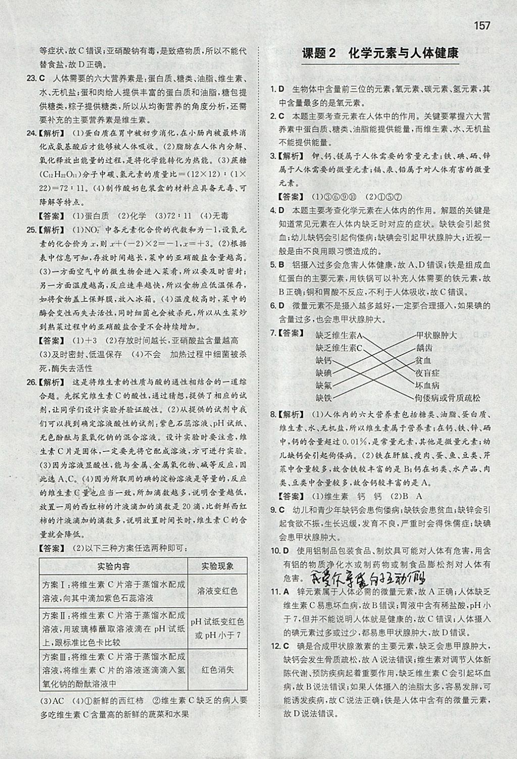 2018年一本初中化學(xué)九年級下冊人教版 參考答案第32頁