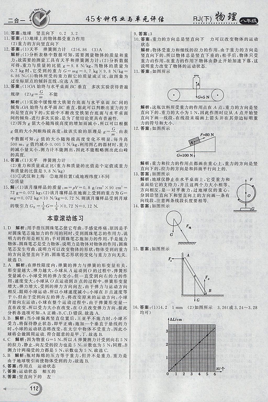 2018年紅對(duì)勾45分鐘作業(yè)與單元評(píng)估八年級(jí)物理下冊(cè)人教版 參考答案第4頁