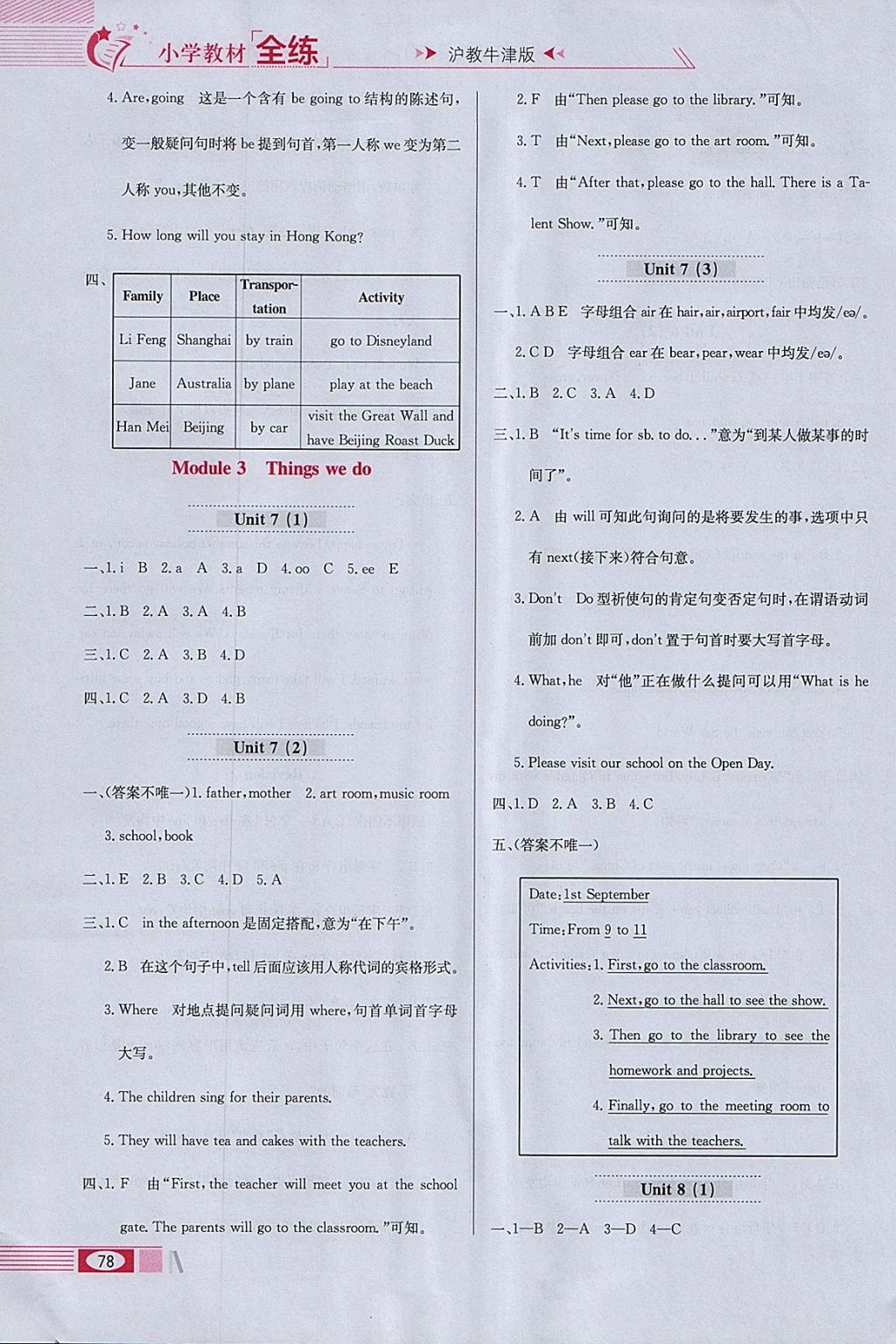 2018年小學(xué)教材全練五年級(jí)英語(yǔ)下冊(cè)滬教牛津版三起 參考答案第10頁(yè)