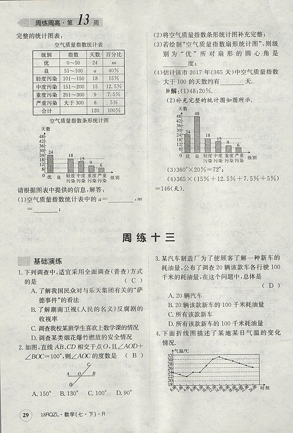 2018年日清周练限时提升卷七年级数学下册人教版 参考答案第29页