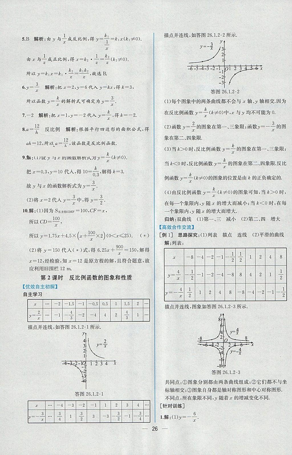 2018年同步導(dǎo)學(xué)案課時(shí)練九年級(jí)數(shù)學(xué)下冊(cè)人教版 參考答案第2頁(yè)