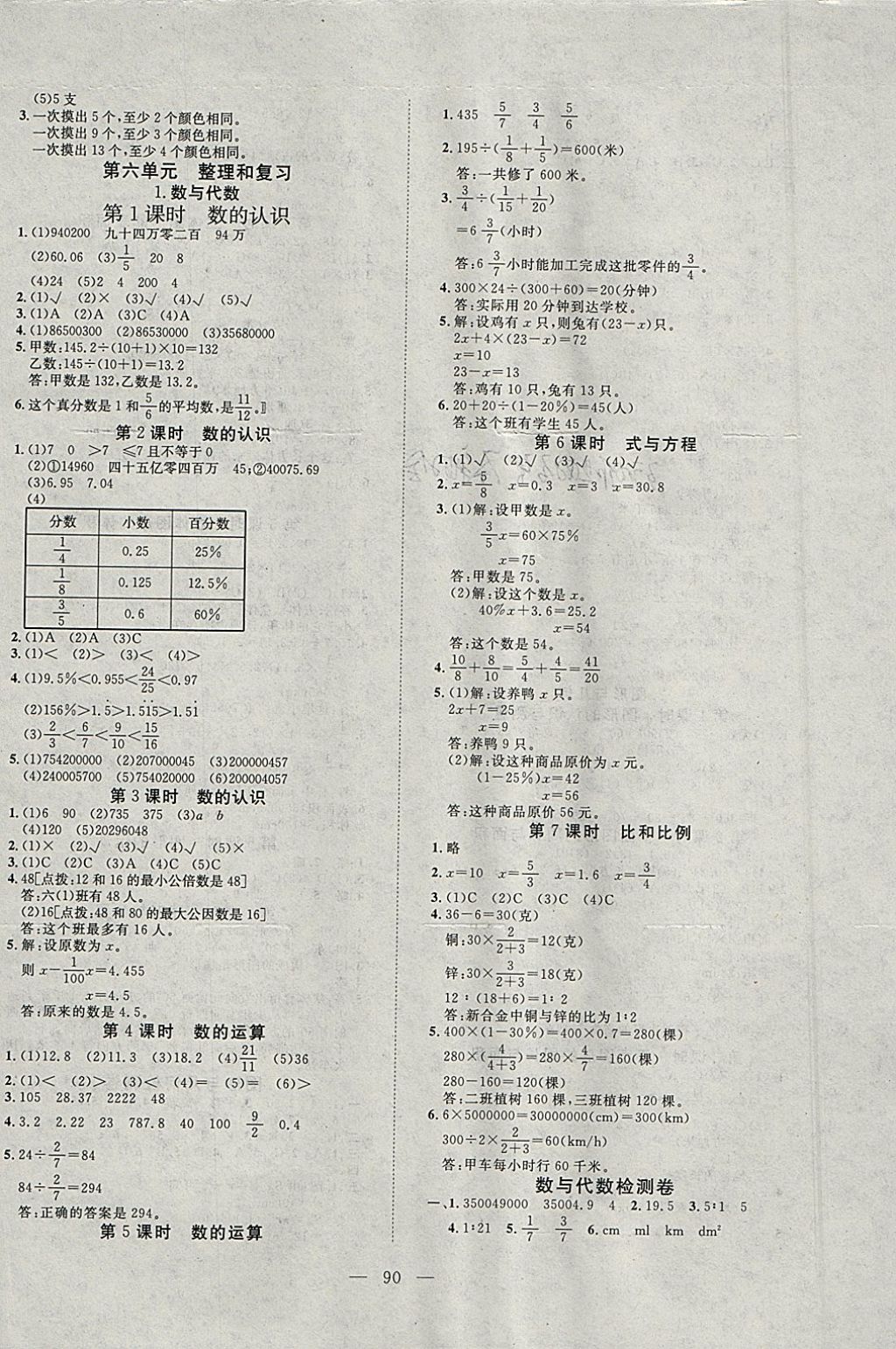 2018年351高效課堂導學案六年級數(shù)學下冊 參考答案第6頁