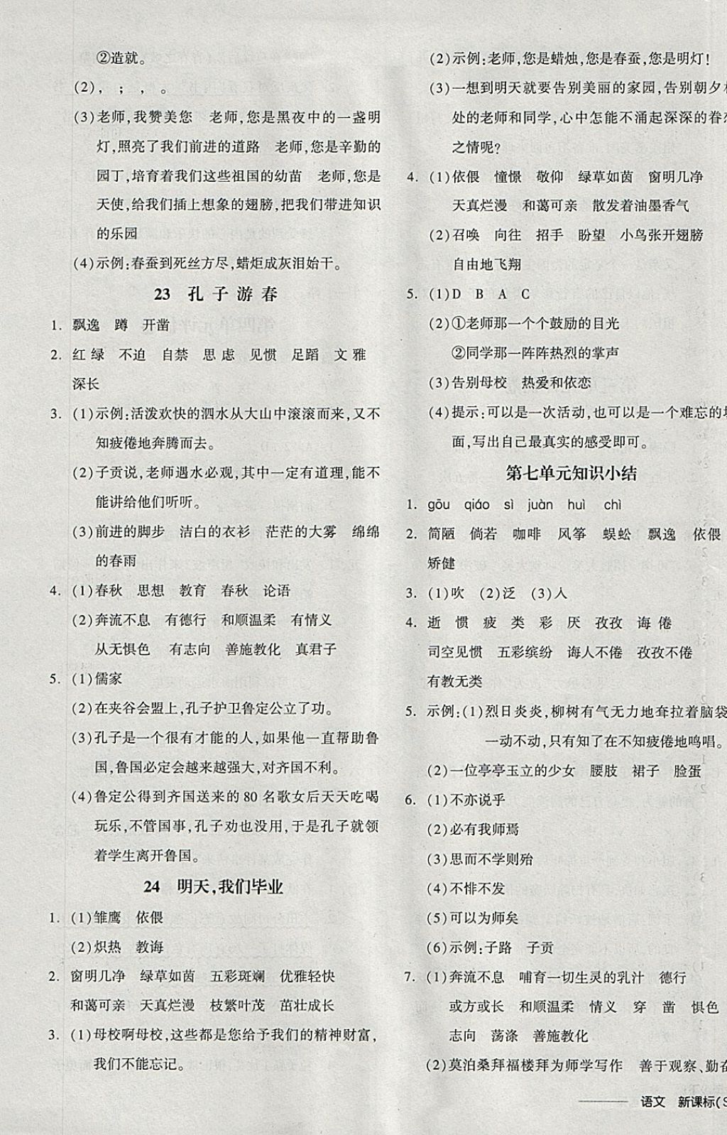 2018年全品學(xué)練考六年級(jí)語(yǔ)文下冊(cè)蘇教版 參考答案第15頁(yè)