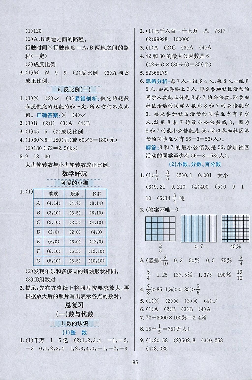 2018年小學(xué)教材全練六年級數(shù)學(xué)下冊北師大版 參考答案第7頁