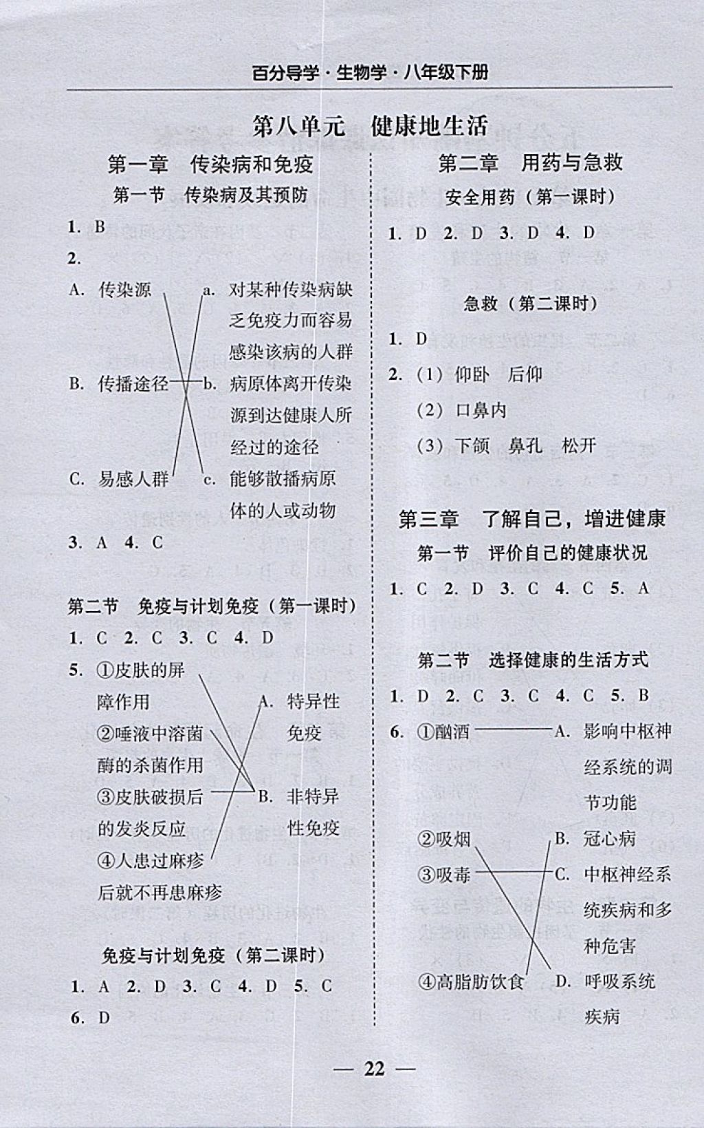 2018年易百分百分导学八年级生物学下册 参考答案第10页