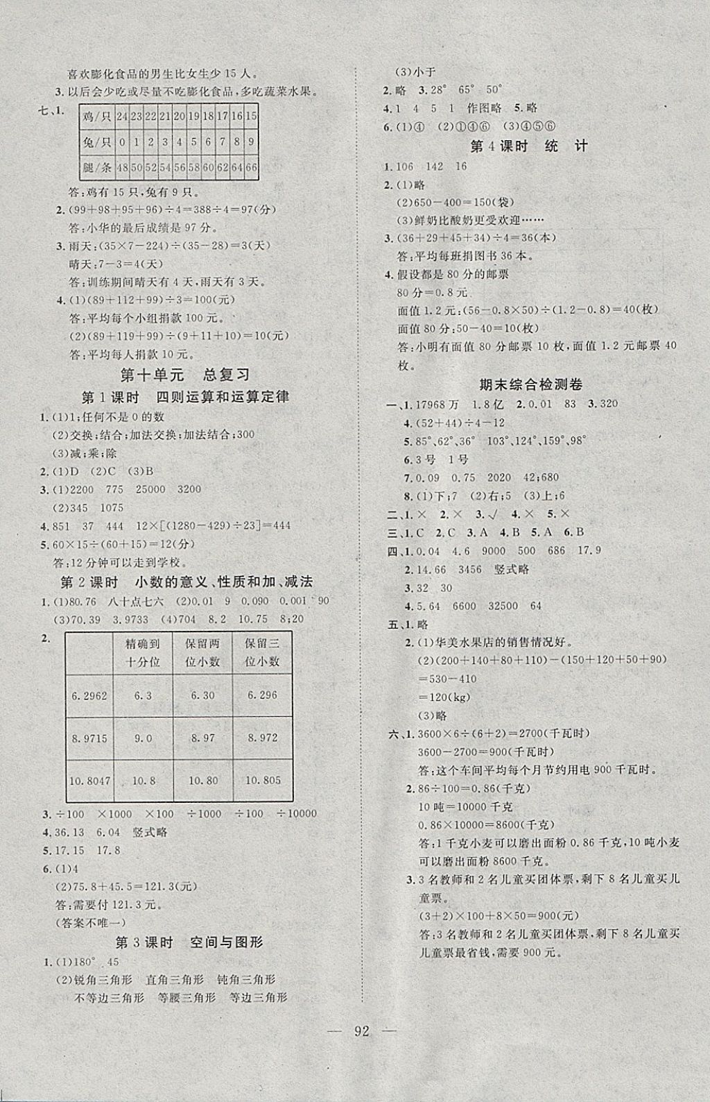 2018年351高效課堂導(dǎo)學(xué)案四年級(jí)數(shù)學(xué)下冊(cè) 參考答案第8頁(yè)