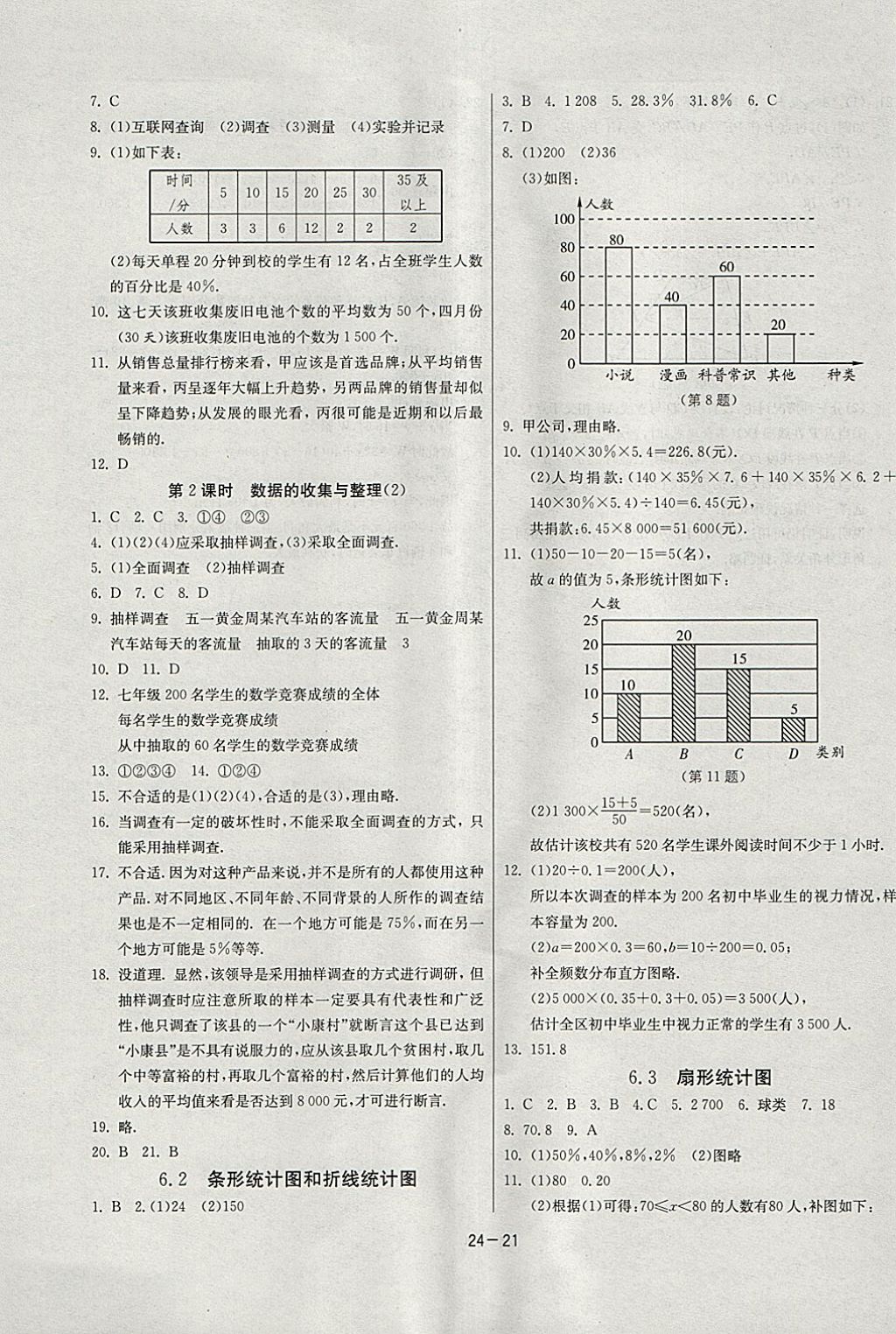 2018年課時訓練七年級數(shù)學下冊浙教版 參考答案第21頁