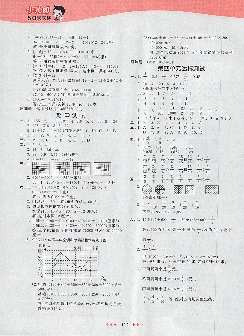 2018年53天天練小學(xué)數(shù)學(xué)五年級下冊北京版 參考答案第14頁