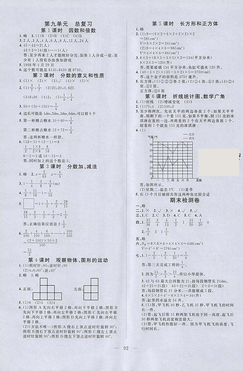 2018年351高效課堂導(dǎo)學(xué)案五年級數(shù)學(xué)下冊 參考答案第8頁