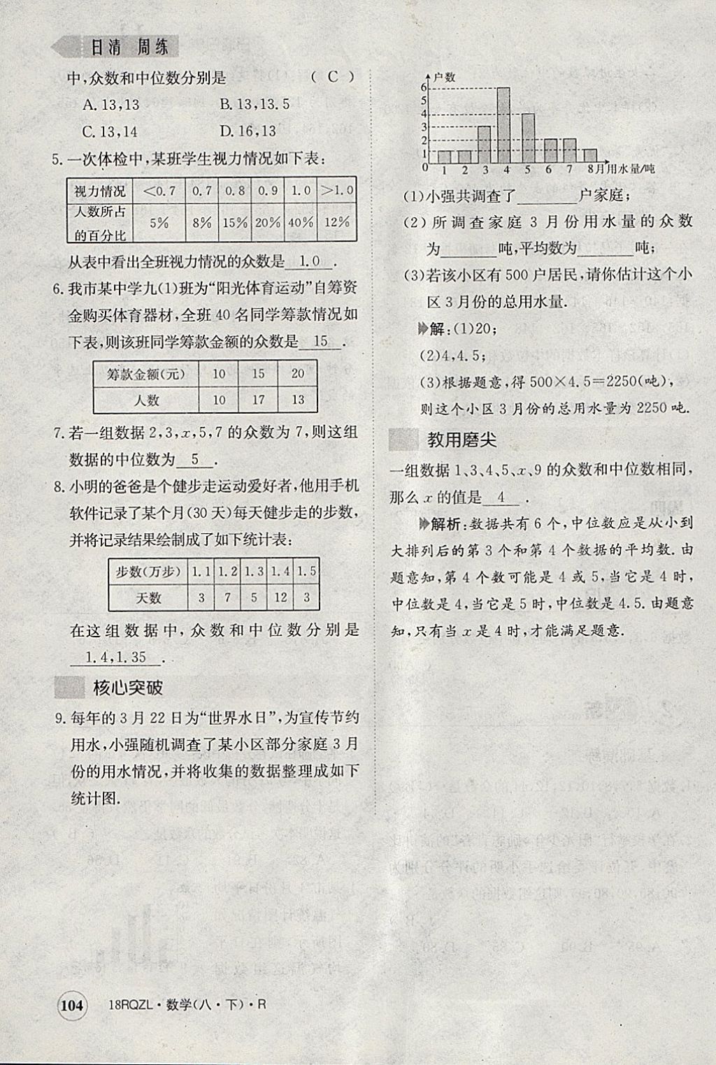 2018年日清周練限時(shí)提升卷八年級(jí)數(shù)學(xué)下冊(cè)人教版 參考答案第42頁