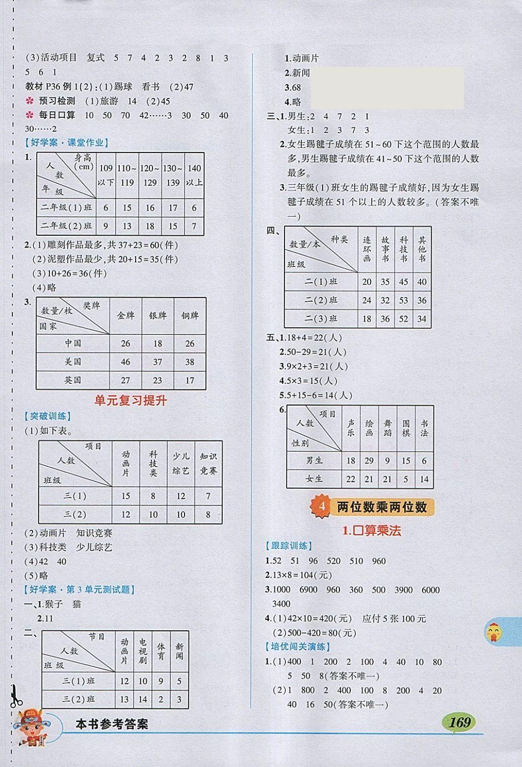 2018年黃岡狀元成才路狀元大課堂三年級數(shù)學下冊人教版 參考答案第7頁