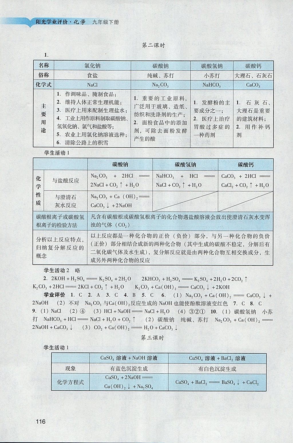 2018年陽光學業(yè)評價九年級化學下冊人教版 參考答案第13頁