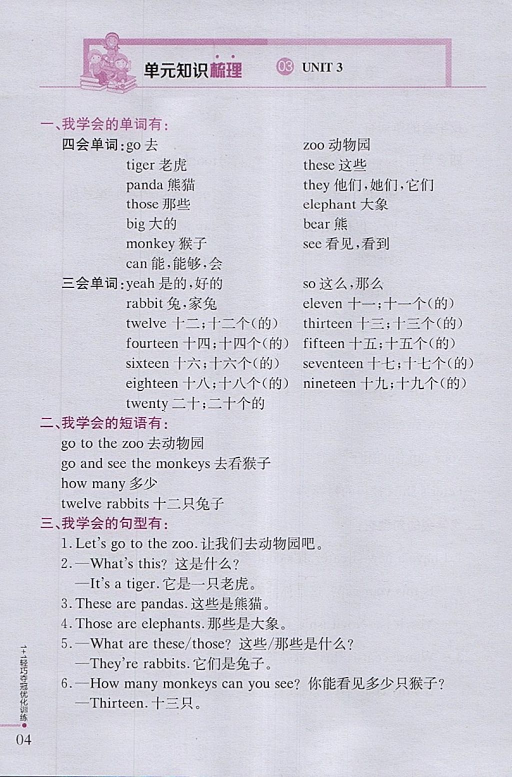 2018年1加1轻巧夺冠优化训练三年级英语下册鲁科版五四制银版 参考答案第3页