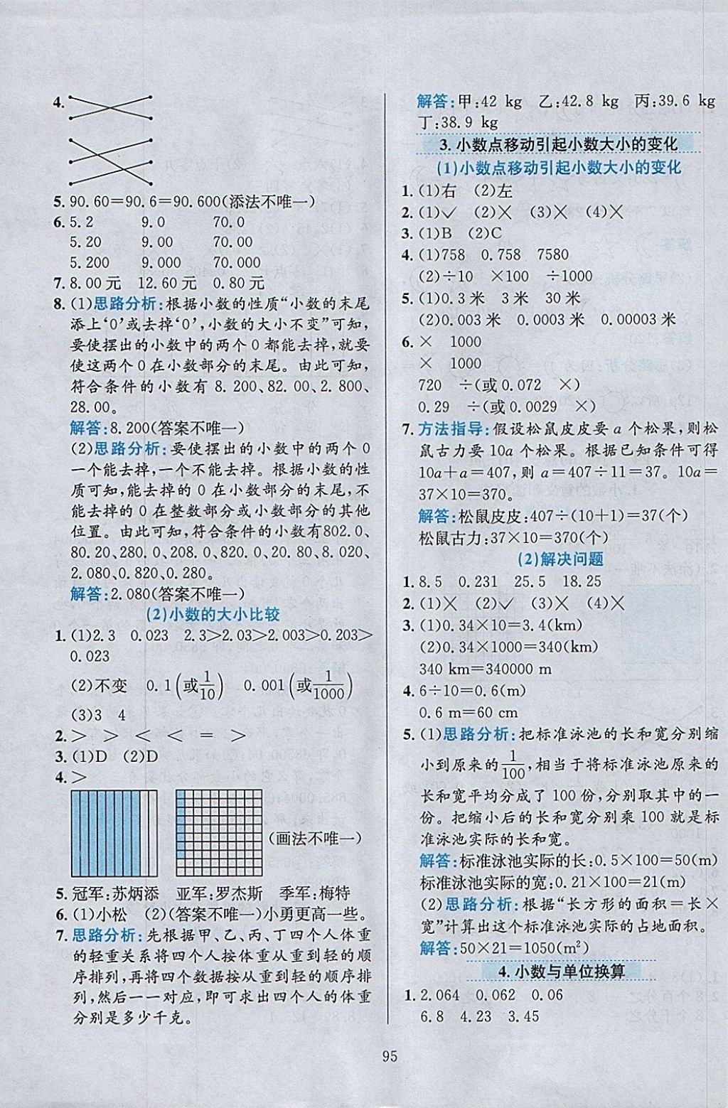 2018年小學(xué)教材全練四年級(jí)數(shù)學(xué)下冊(cè)人教版 參考答案第7頁(yè)