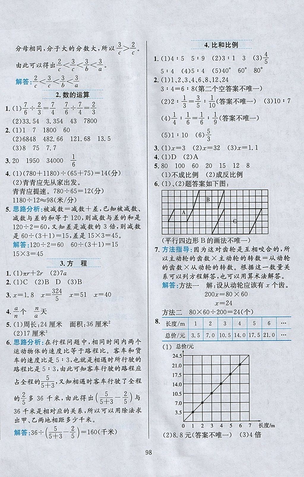 2018年小學(xué)教材全練六年級數(shù)學(xué)下冊北京版 參考答案第10頁