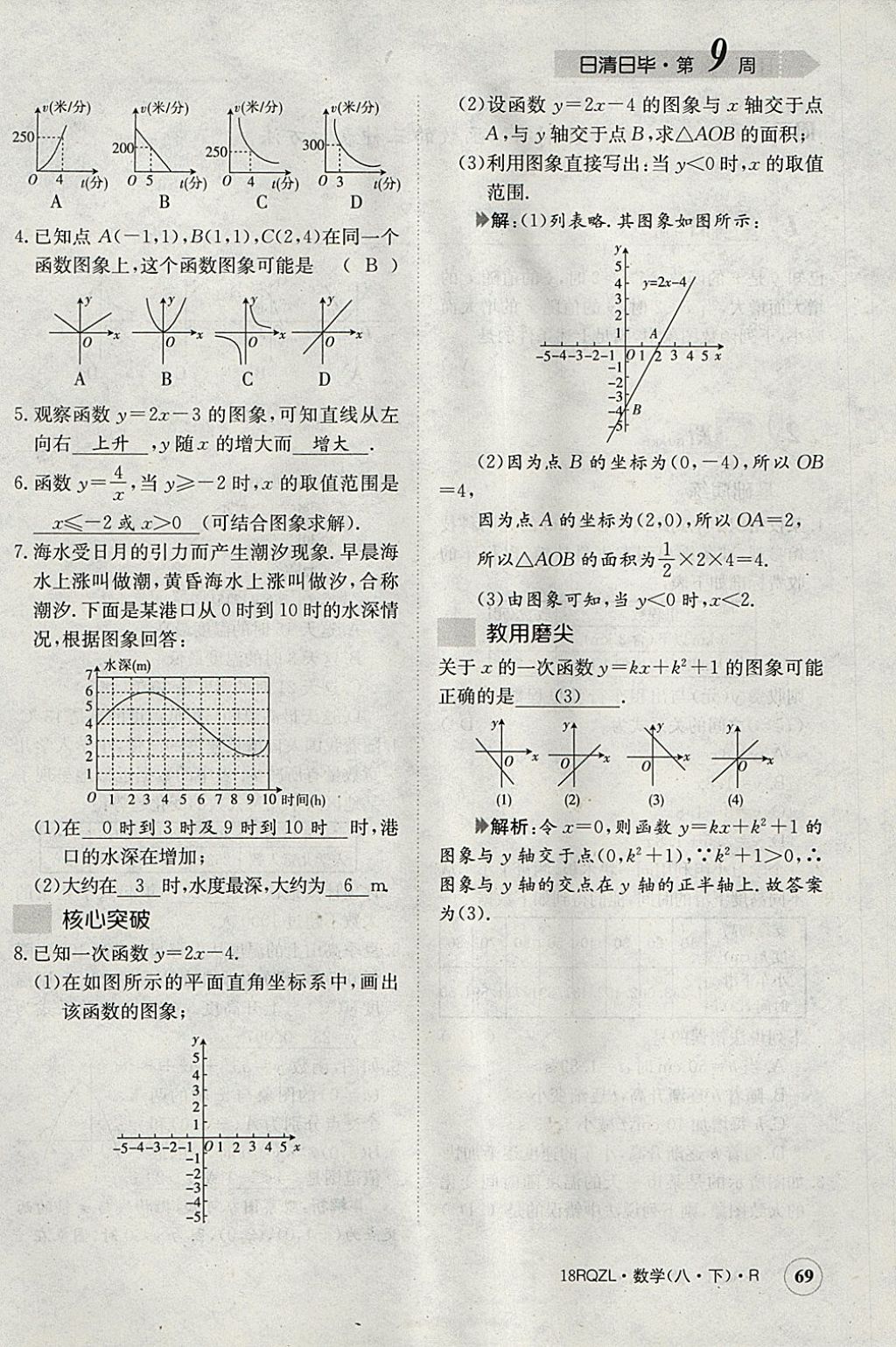 2018年日清周練限時(shí)提升卷八年級數(shù)學(xué)下冊人教版 參考答案第72頁