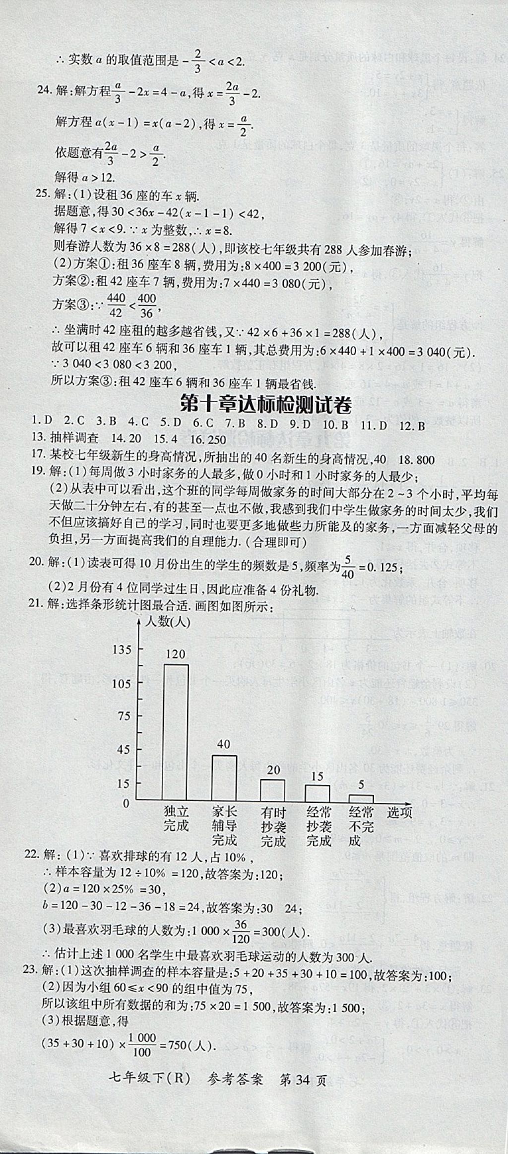 2018年名師三導(dǎo)學(xué)練考七年級(jí)數(shù)學(xué)下冊(cè)人教版 參考答案第34頁