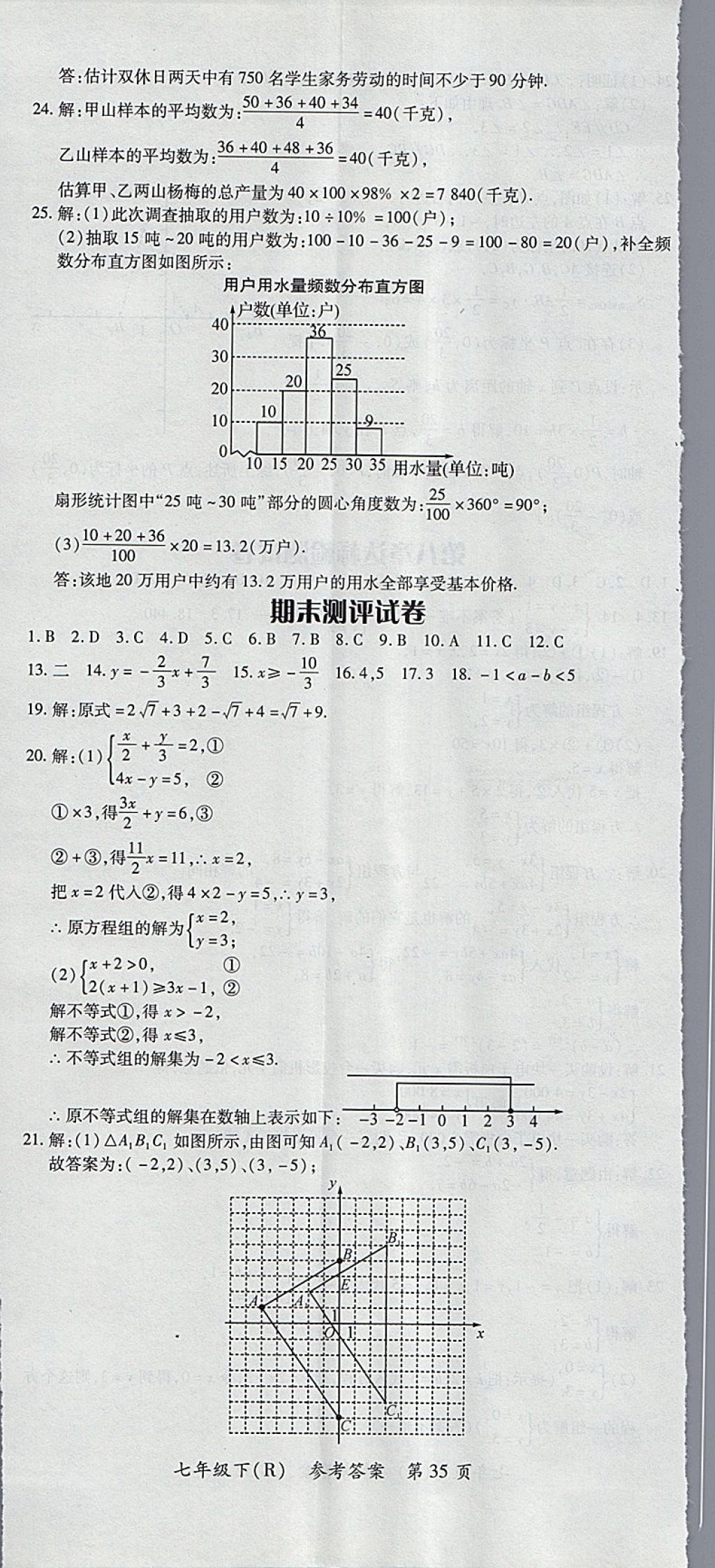 2018年名師三導學練考七年級數(shù)學下冊人教版 參考答案第35頁