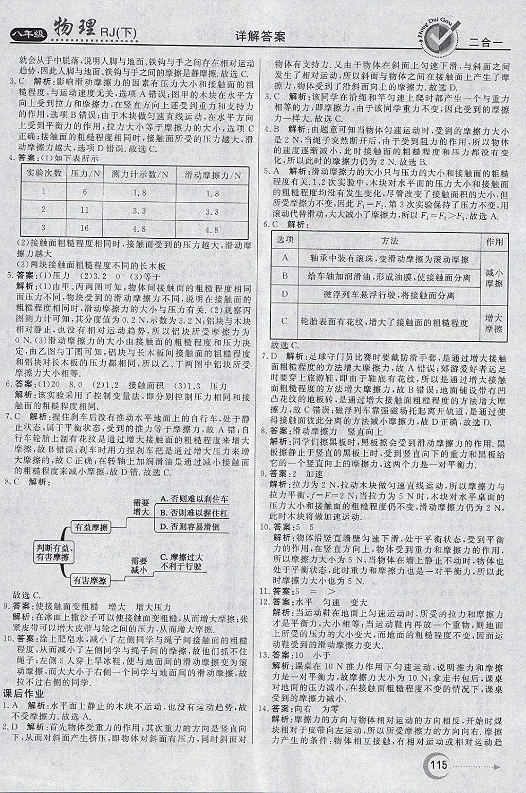 2018年红对勾45分钟作业与单元评估八年级物理下册人教版 参考答案第7页