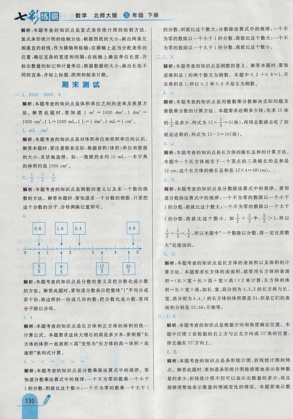 2018年七彩練霸五年級數(shù)學下冊北師大版 參考答案第46頁