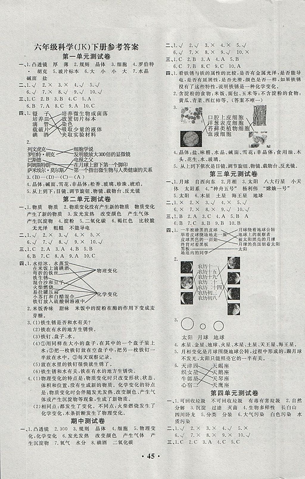 2018年百分金卷六年級(jí)科學(xué)下冊(cè)教科版 參考答案第1頁