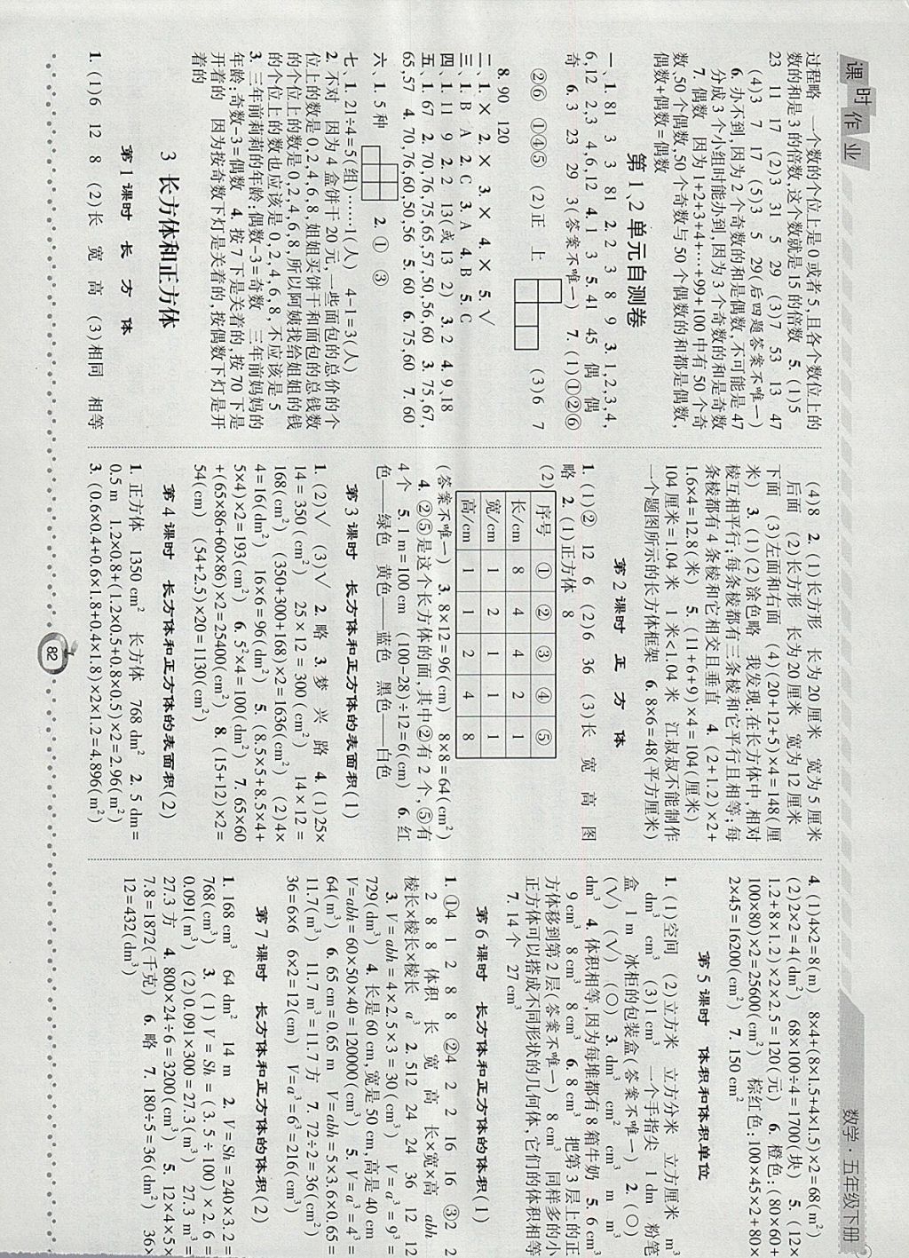 2018年經(jīng)綸學(xué)典課時(shí)作業(yè)五年級數(shù)學(xué)下冊人教版 參考答案第2頁