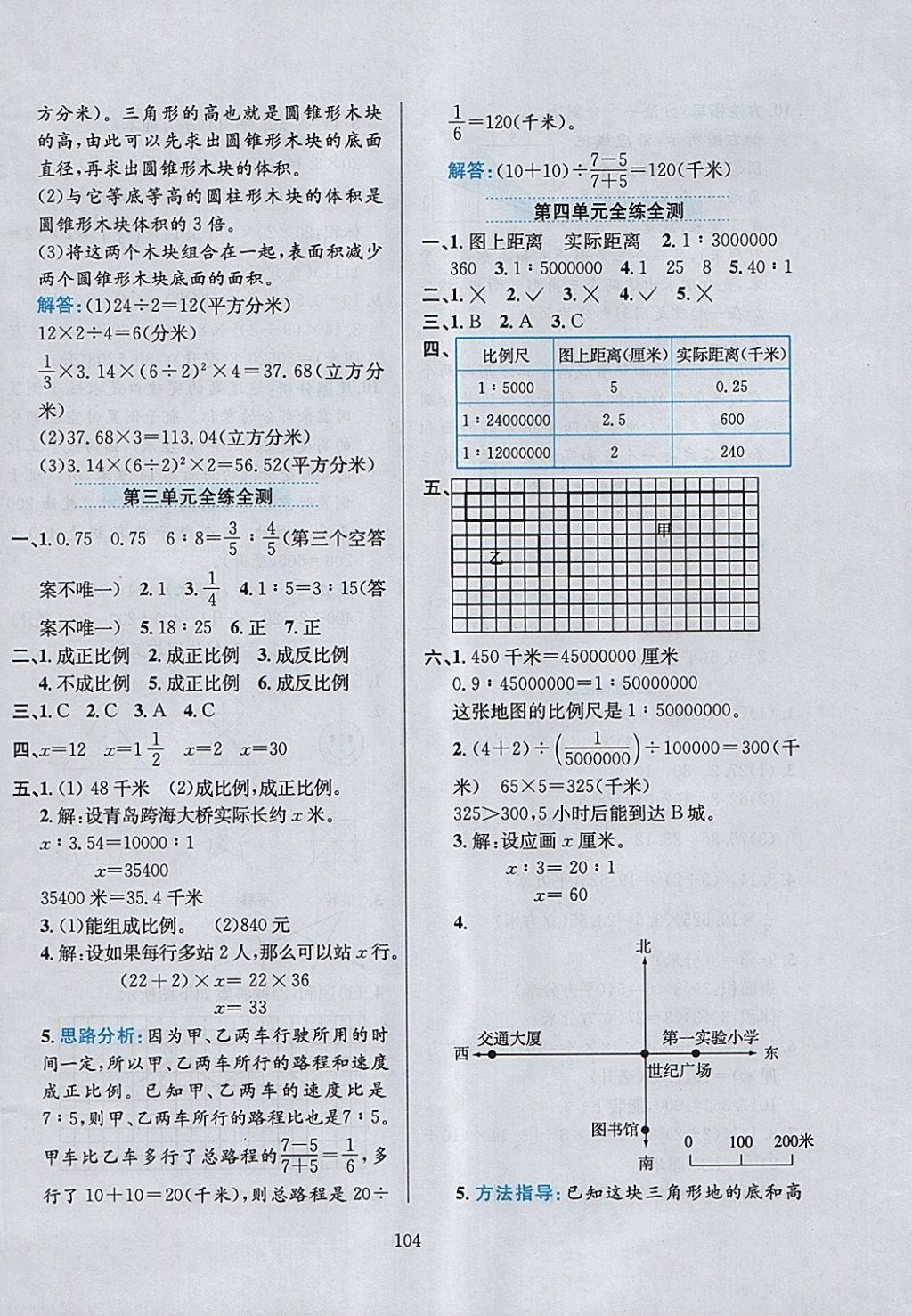 2018年小學(xué)教材全練六年級數(shù)學(xué)下冊青島版六三制 參考答案第16頁