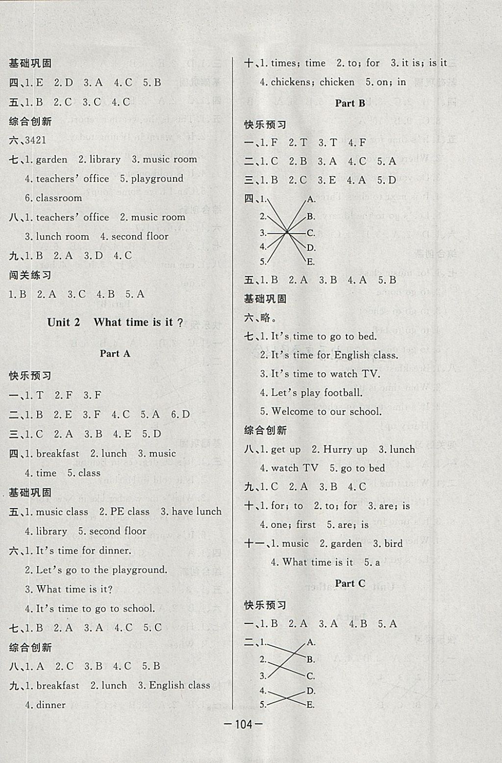 2018年A加优化作业本四年级英语下册人教版 参考答案第2页